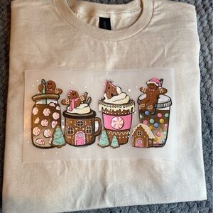 Gildan Kids Cream Long Sleeve Tee with Holiday Mug Design